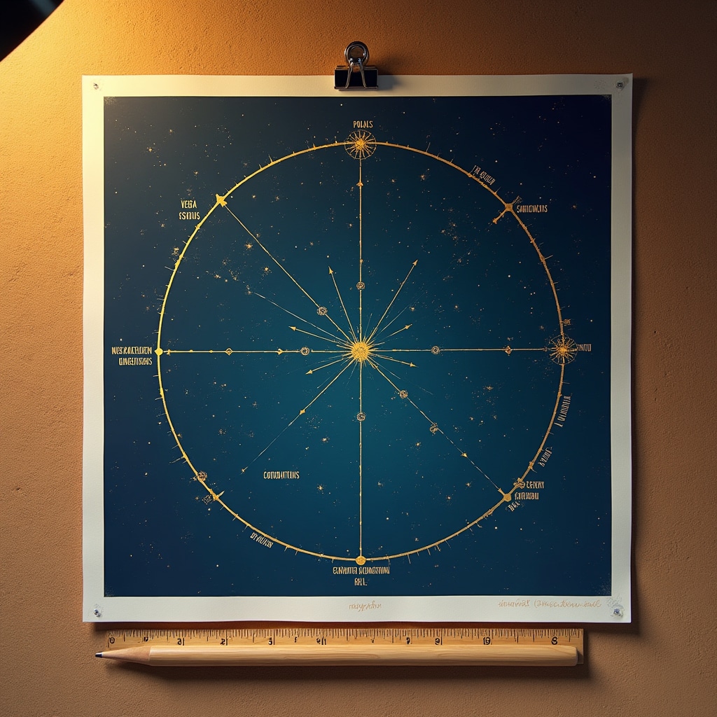 Diagrama visual de las principales estrellas guía con sus trayectorias y posiciones en el hemisferio norte